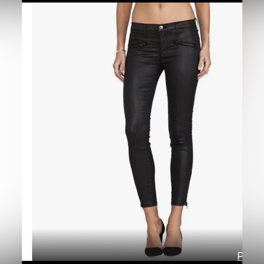 Current/Elliott Women’s Black SoHo Zip Stiletto Blk Coated Sz27-0265